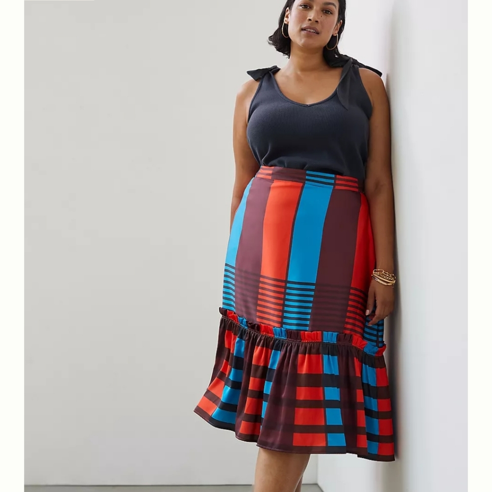Anthropologie Multicolor Striped Midi Skirt